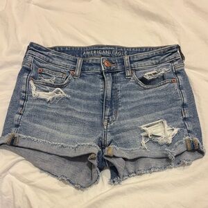 American Eagle Outfitters Light Blue Distressed Denim Cutoff Shorts